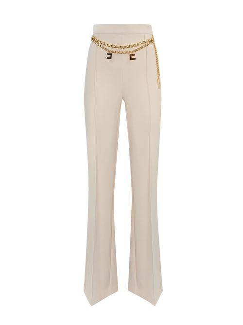 Pantalone palazzo in crepe stretch burro Elisabetta Franchi | PAT3546E2193